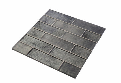 Coin Gray 12x12 Glossy Brick Glass Mosaic Tile (5 pack, 4.83 sq ft/case)