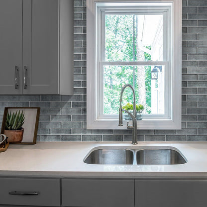 Coin Gray 12x12 Glossy Brick Glass Mosaic Tile (5 pack, 4.83 sq ft/case) - Sample