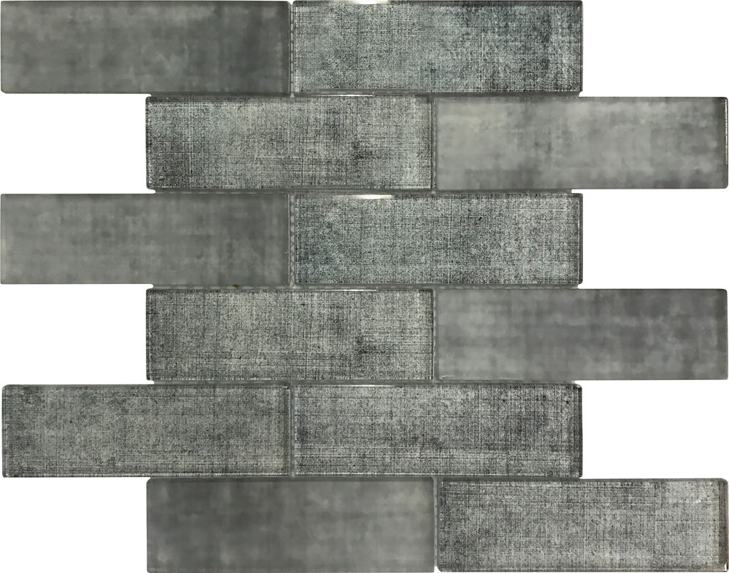 Coin Gray 12x12 Glossy Brick Glass Mosaic Tile (5 pack, 4.83 sq ft/case) - Sample