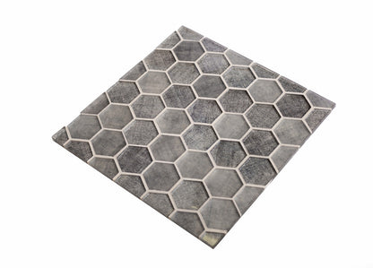 Coin Gray 12x12 Glossy Hexagon Glass Mosaic Tile (5 pack, 4.83 sq ft/case) - Sample