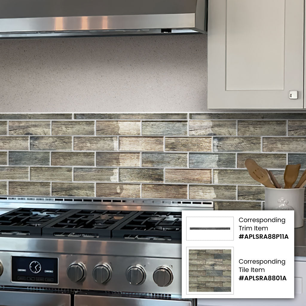 Wooden Brown 12x12 Glossy Brick Glass Mosaic Tile (5 pack, 4.83 sq ft/case)
