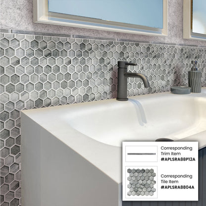 Light Gray 0.5x12 Glossy Glass Pencil Tile Trim (10 pack, 0.5 sq ft/case) - Sample