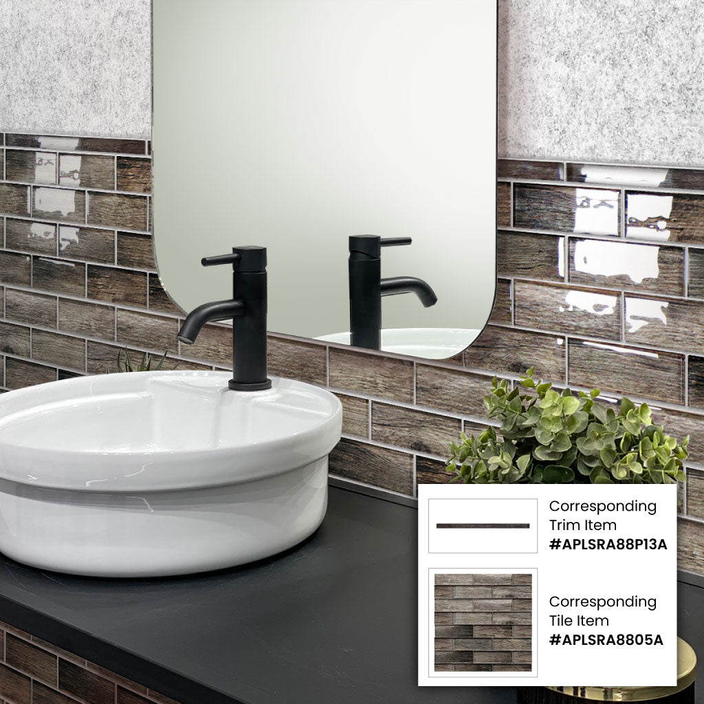 Brown 12x12 Glossy Brick Glass Mosaic Tile (5 pack, 4.83 sq ft/case) - Sample