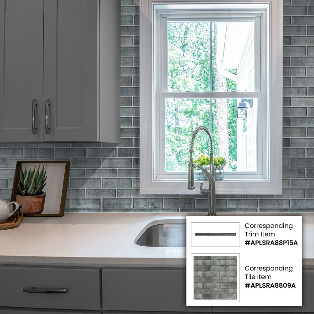 Coin Gray 12x12 Glossy Brick Glass Mosaic Tile (5 pack, 4.83 sq ft/case) - Sample
