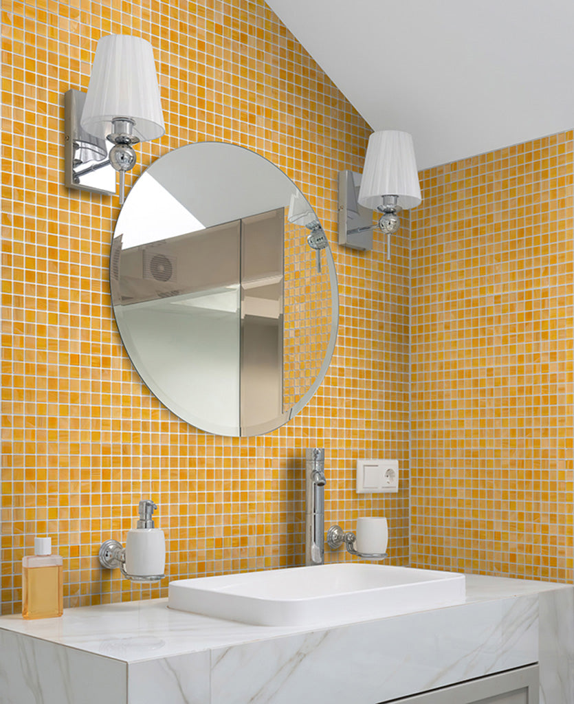 Golden Yellow 12x12 Glossy Uniform Square Glass Mosaic Tile (20 pack, 20 sq ft/case)