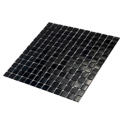 Black 12x12 Glossy Glass Uniform Square Mosaic Tile (20 pack, 20 sq ft/case)