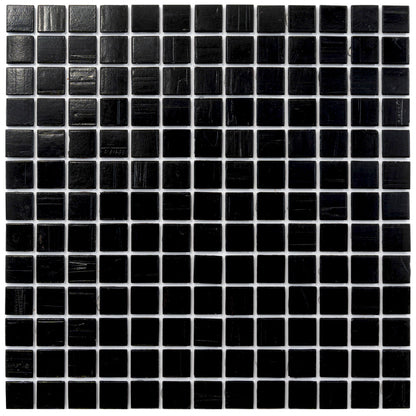 Black 12x12 Glossy Glass Uniform Square Mosaic Tile (20 pack, 20 sq ft/case)