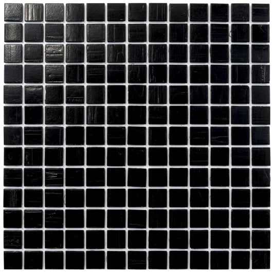 Black 12x12 Glossy Glass Uniform Square Mosaic Tile (20 pack, 20 sq ft/case)