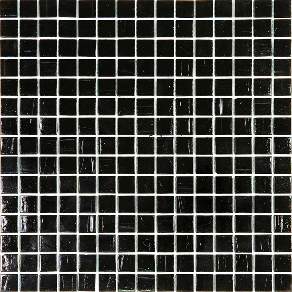 Black 12x12 Glossy Glass Uniform Square Mosaic Tile (20 pack, 20 sq ft/case) - Sample
