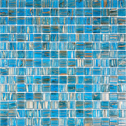 Blue Gold 12x12 Glossy Uniform Square Glass Mosaic Tile (20 pack, 20 sq ft/case) - Sample