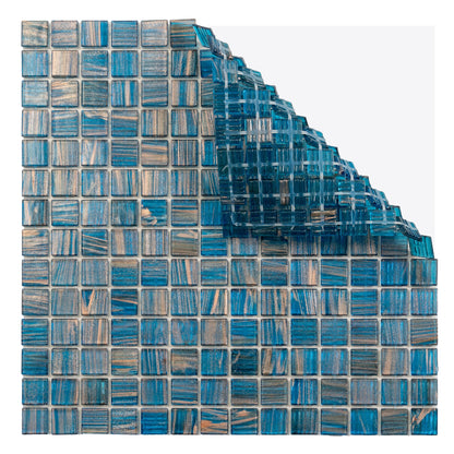 Yale Blue Gold 12x12 Glossy Uniform Square Glass Mosaic Tile (20 pack, 20 sq ft/case)