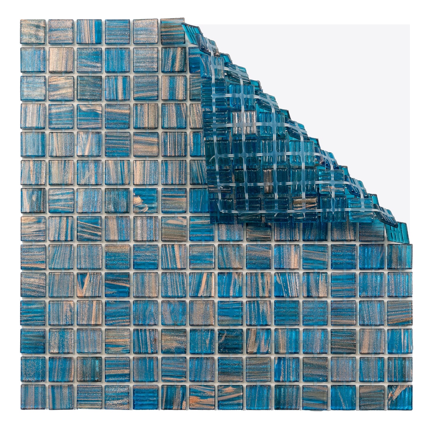 Yale Blue Gold 12x12 Glossy Uniform Square Glass Mosaic Tile (20 pack, 20 sq ft/case) - Sample