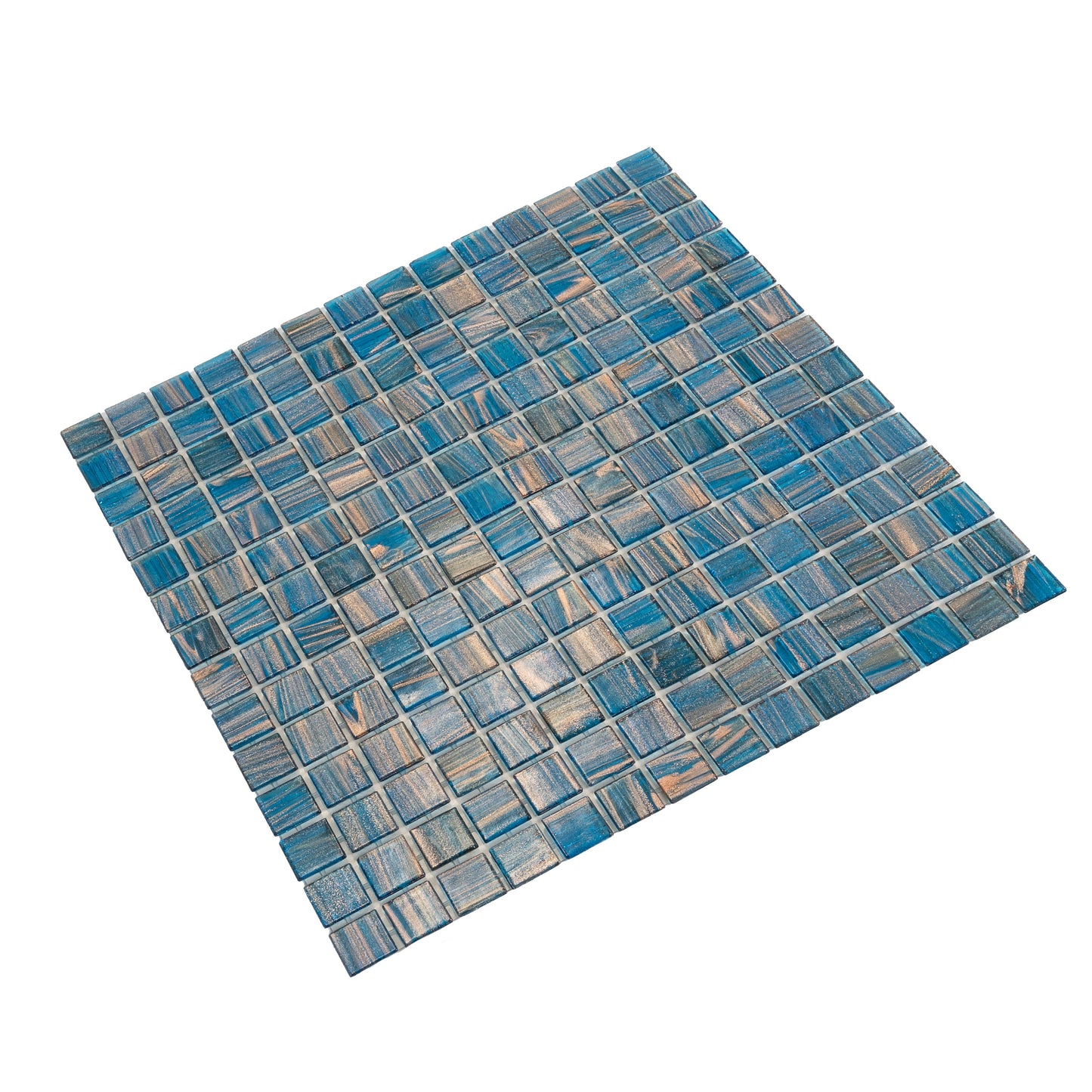 Yale Blue Gold 12x12 Glossy Uniform Square Glass Mosaic Tile (20 pack, 20 sq ft/case) - Sample