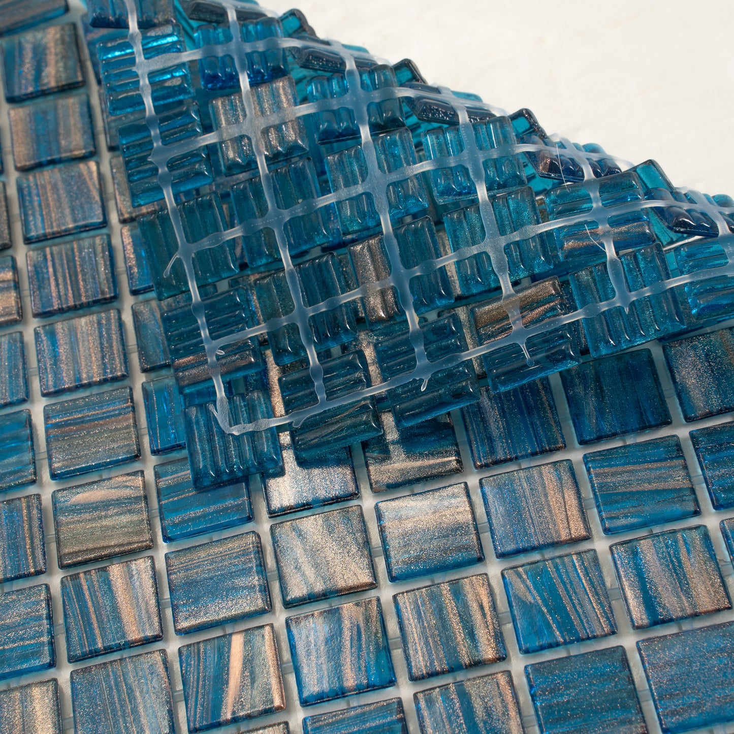 Yale Blue Gold 12x12 Glossy Uniform Square Glass Mosaic Tile (20 pack, 20 sq ft/case) - Sample