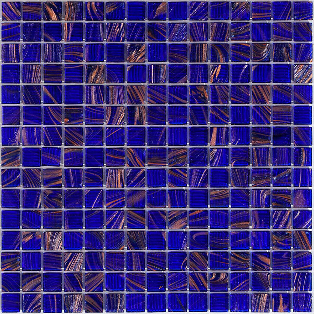 Royal Blue Gold 12x12 Glossy Uniform Square Glass Mosaic Tile (20 pack, 20 sq ft/case) - Sample