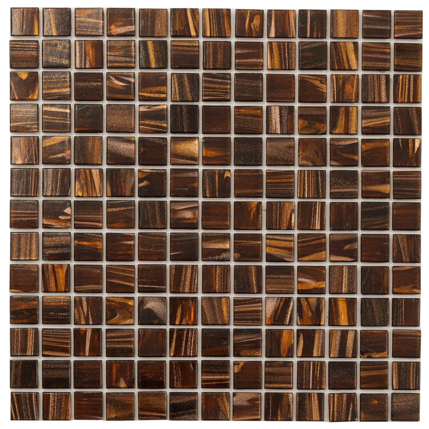 Brown Gold 12x12 Glossy Uniform Square Glass Mosaic Tile (20 pack, 20 sq ft/case)