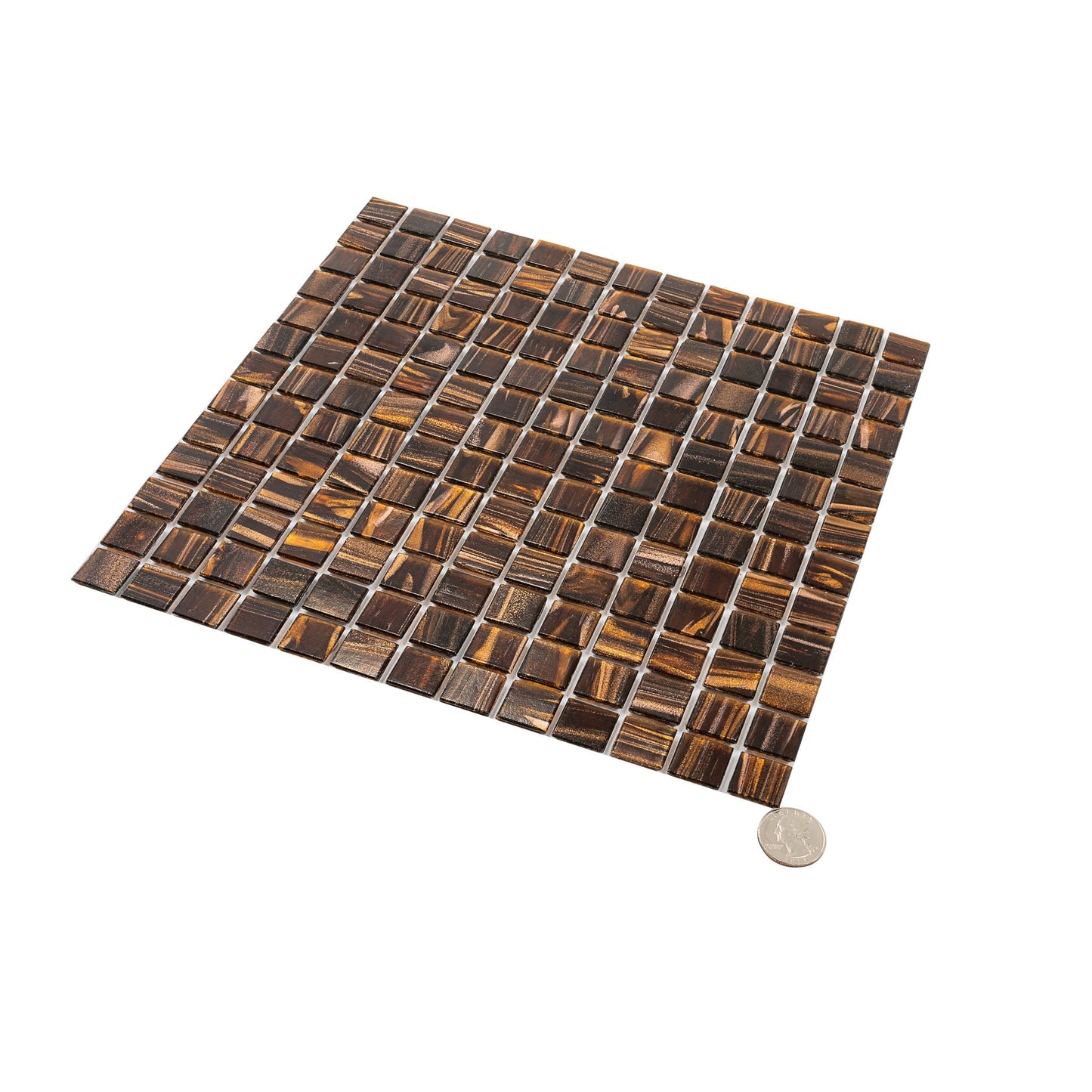 Brown Gold 12x12 Glossy Uniform Square Glass Mosaic Tile (20 pack, 20 sq ft/case)