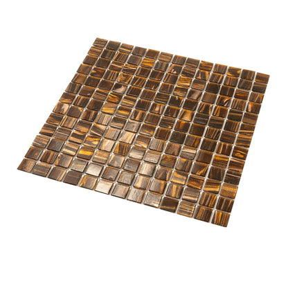 Brown Gold 12x12 Glossy Uniform Square Glass Mosaic Tile (20 pack, 20 sq ft/case)