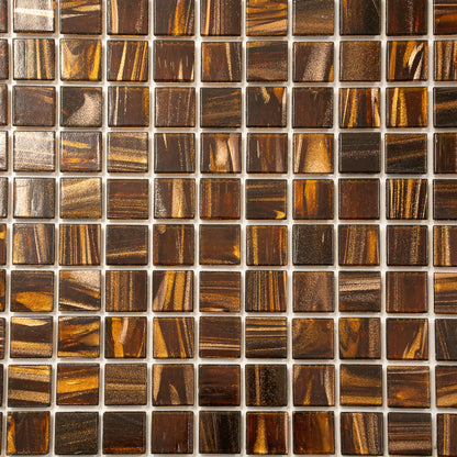 Brown Gold 12x12 Glossy Uniform Square Glass Mosaic Tile (20 pack, 20 sq ft/case)