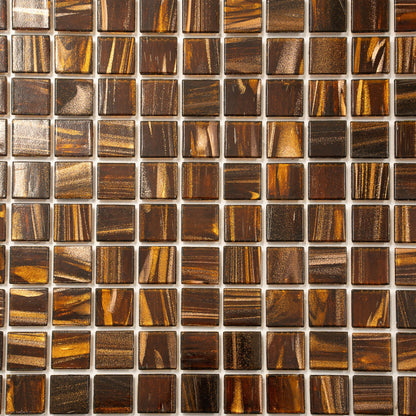 Brown Gold 12x12 Glossy Uniform Square Glass Mosaic Tile (20 pack, 20 sq ft/case) - Sample