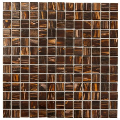 Brown Gold 12x12 Glossy Uniform Square Glass Mosaic Tile (20 pack, 20 sq ft/case) - Sample