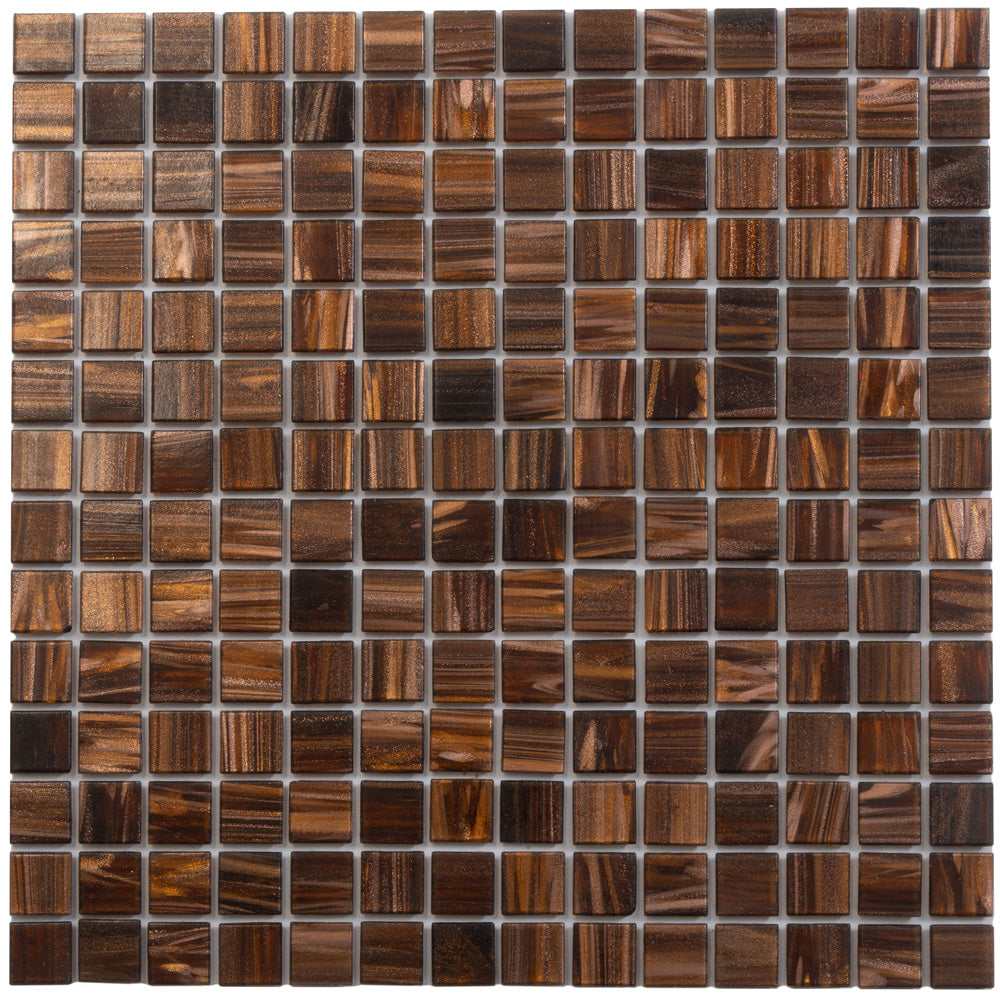 Bronze 12x12 Glossy Uniform Square Glass Mosaic Tile (20 pack, 20 sq ft/case) - Sample