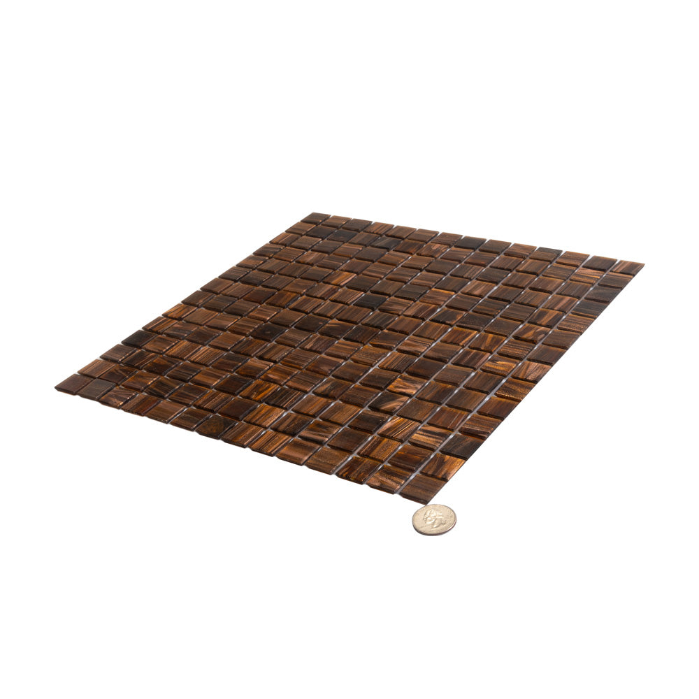 Bronze 12x12 Glossy Uniform Square Glass Mosaic Tile (20 pack, 20 sq ft/case) - Sample