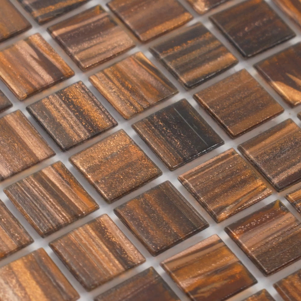 Bronze 12x12 Glossy Uniform Square Glass Mosaic Tile (20 pack, 20 sq ft/case) - Sample