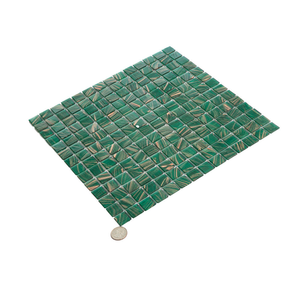 Lincoln Green Gold 12x12 Glossy Uniform Square Glass Mosaic Tile (20 pack, 20 sq ft/case)