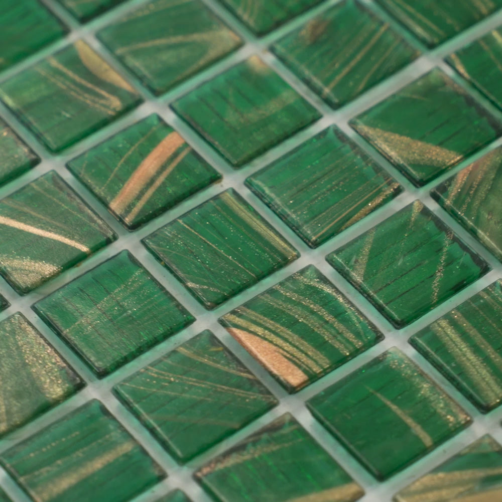 Lincoln Green Gold 12x12 Glossy Uniform Square Glass Mosaic Tile (20 pack, 20 sq ft/case)