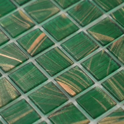 Lincoln Green Gold 12x12 Glossy Uniform Square Glass Mosaic Tile (20 pack, 20 sq ft/case)