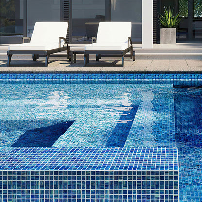 Deap Sea Blue 12x12 Glossy Uniform Square Glass Mosaic Tile (20 pack, 20 sq ft/case)