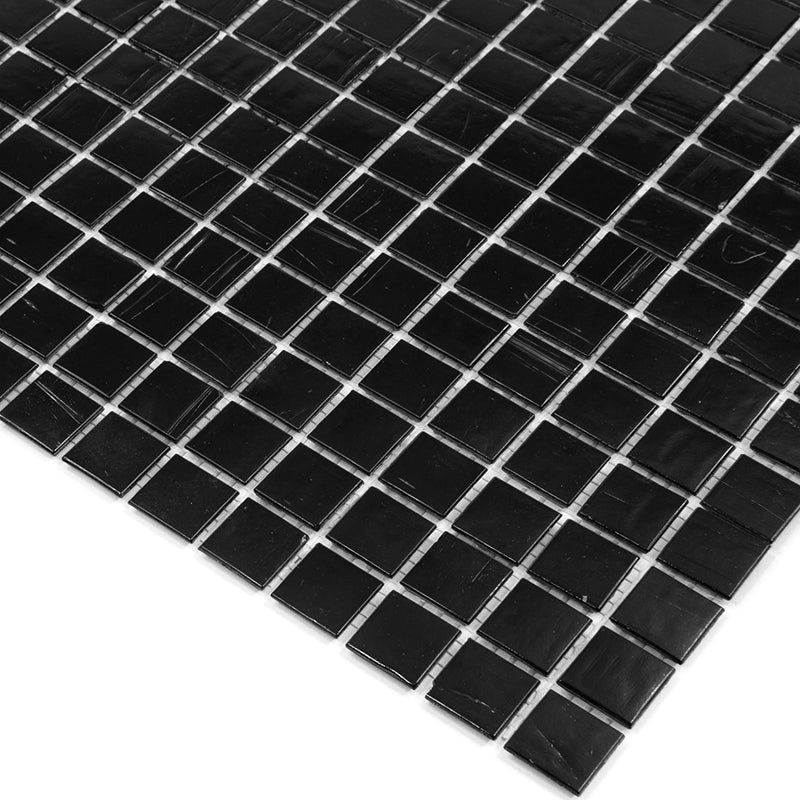 Black 12x12 Glossy Glass Uniform Square Mosaic Tile (20 pack, 20 sq ft/case) - Sample