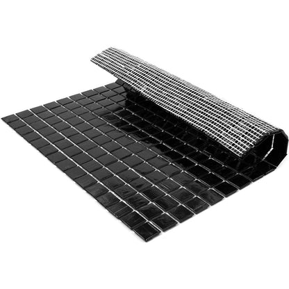 Black 12x12 Glossy Glass Uniform Square Mosaic Tile (20 pack, 20 sq ft/case) - Sample