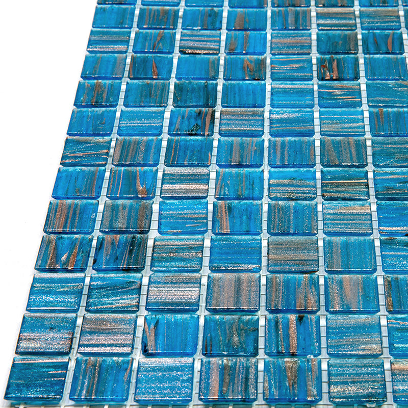 Blue Gold 12x12 Glossy Uniform Square Glass Mosaic Tile (20 pack, 20 sq ft/case) - Sample
