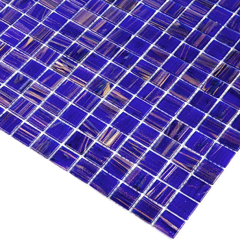 Royal Blue Gold 12x12 Glossy Uniform Square Glass Mosaic Tile (20 pack, 20 sq ft/case) - Sample