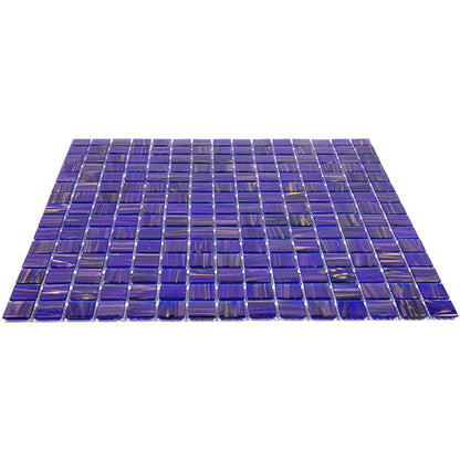 Royal Blue Gold 12x12 Glossy Uniform Square Glass Mosaic Tile (20 pack, 20 sq ft/case) - Sample