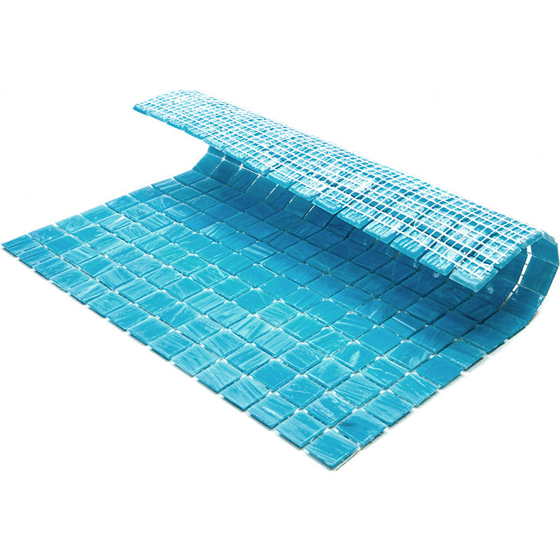 Sky Blue 12x12 Glossy Square Glass Mosaic Tile (20 pack, 20 sq ft/case) - Sample