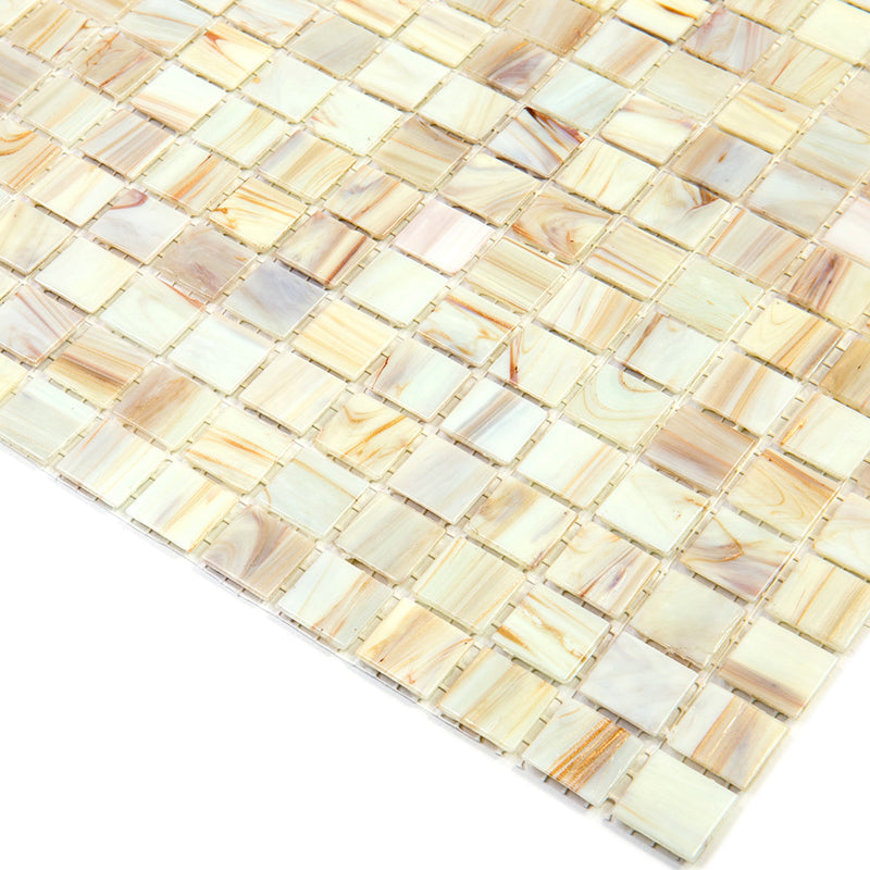 Beige 12x12 Glossy Uniform Square Glass Mosaic Tile (20 pack, 20 sq ft/case)