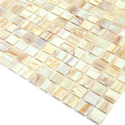 Beige 12x12 Glossy Uniform Square Glass Mosaic Tile (20 pack, 20 sq ft/case)