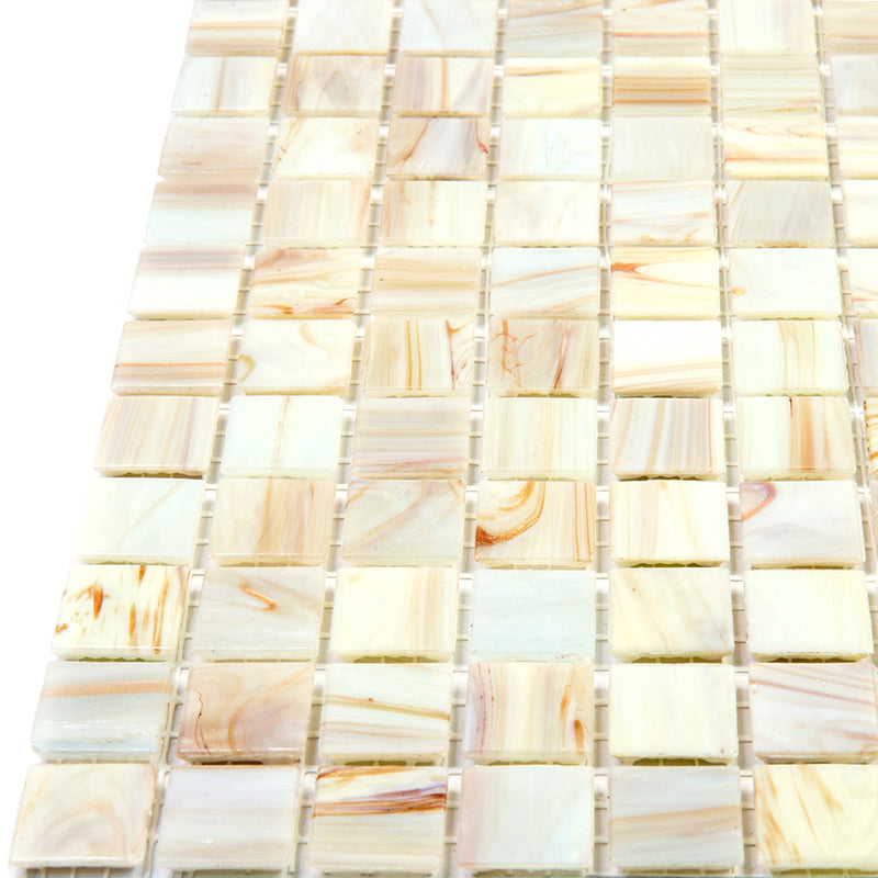 Beige 12x12 Glossy Uniform Square Glass Mosaic Tile (20 pack, 20 sq ft/case) - Sample