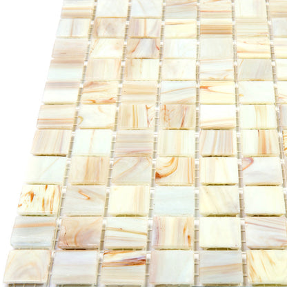 Beige 12x12 Glossy Uniform Square Glass Mosaic Tile (20 pack, 20 sq ft/case) - Sample