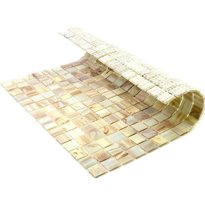 Beige 12x12 Glossy Uniform Square Glass Mosaic Tile (20 pack, 20 sq ft/case)