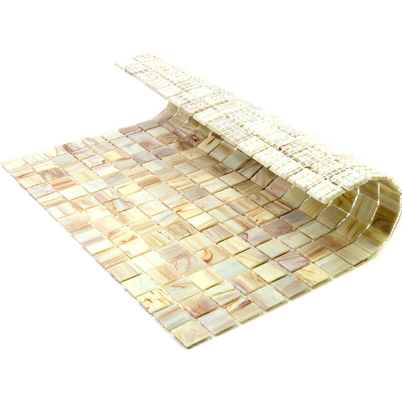 Beige 12x12 Glossy Uniform Square Glass Mosaic Tile (20 pack, 20 sq ft/case) - Sample
