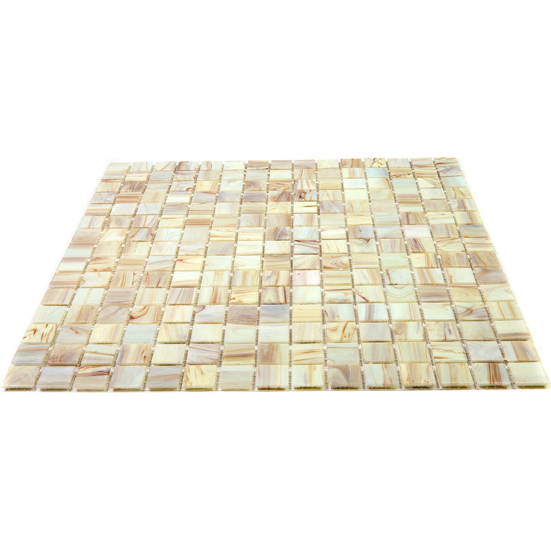 Beige 12x12 Glossy Uniform Square Glass Mosaic Tile (20 pack, 20 sq ft/case) - Sample