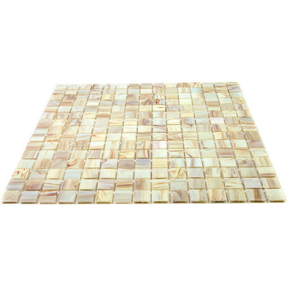 Beige 12x12 Glossy Uniform Square Glass Mosaic Tile (20 pack, 20 sq ft/case) - Sample