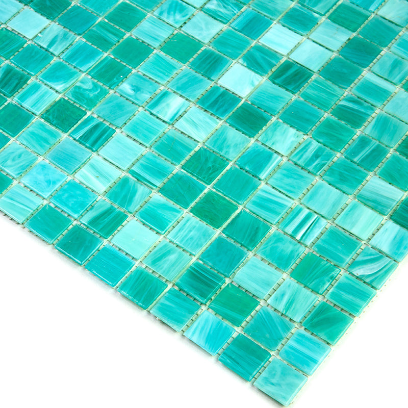 Cyan Blue 12x12 Glossy Uniform Square Glass Mosaic Tile (20 pack, 20 sq ft/case) - Sample