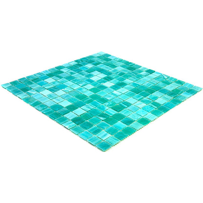Cyan Blue 12x12 Glossy Uniform Square Glass Mosaic Tile (20 pack, 20 sq ft/case) - Sample