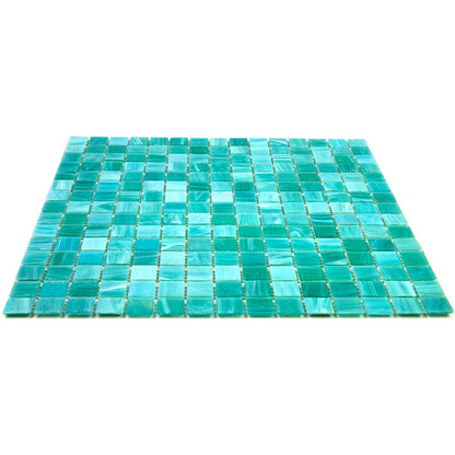 Cyan Blue 12x12 Glossy Uniform Square Glass Mosaic Tile (20 pack, 20 sq ft/case)