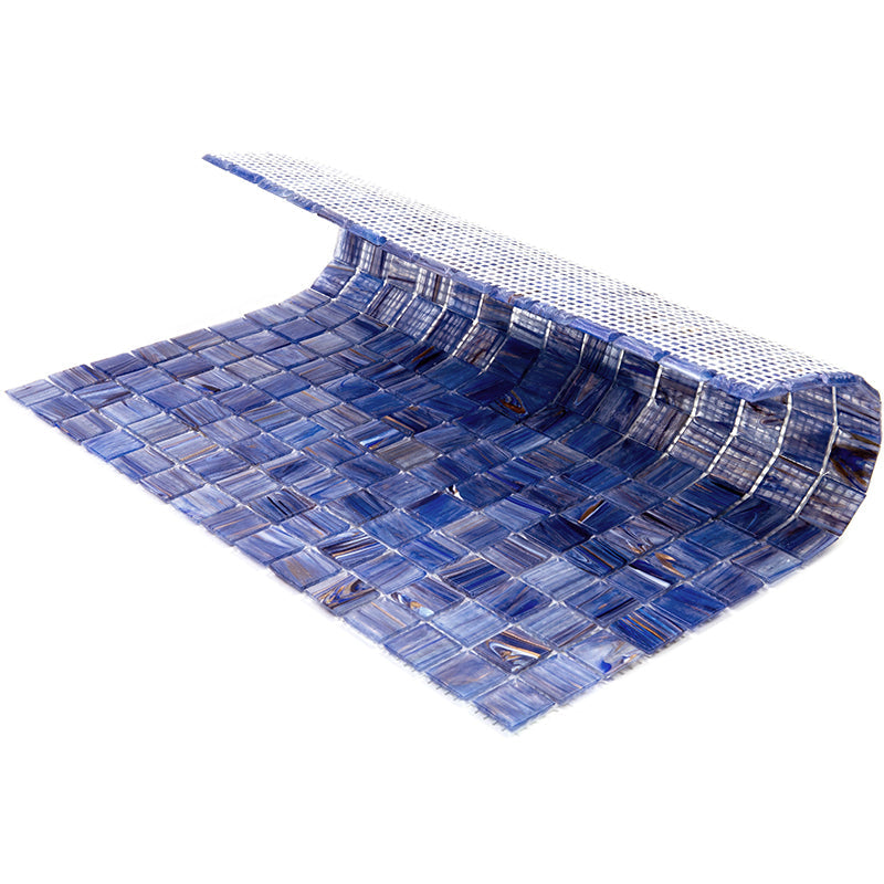 Blue White 12x12 Glossy Uniform Square Glass Mosaic Tile (20 pack, 20 sq ft/case) - Sample
